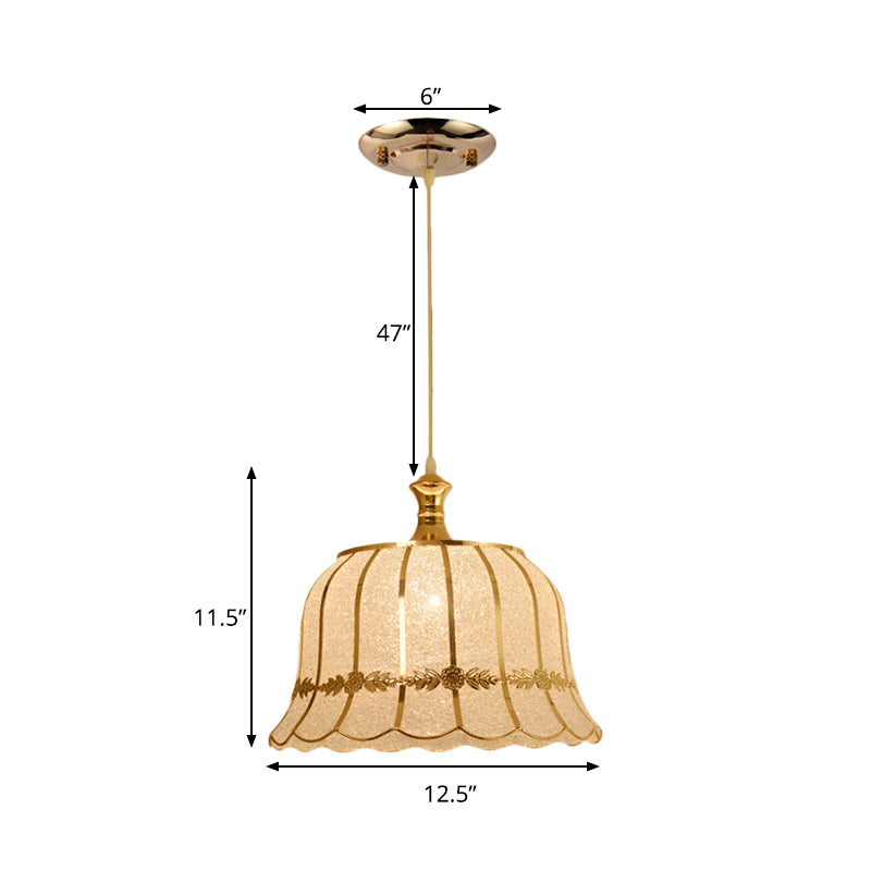 Plastic Gold Pendant Lighting Fixture Triangle/Flower/Wide Flare 1 Light Traditional Hanging Ceiling Light