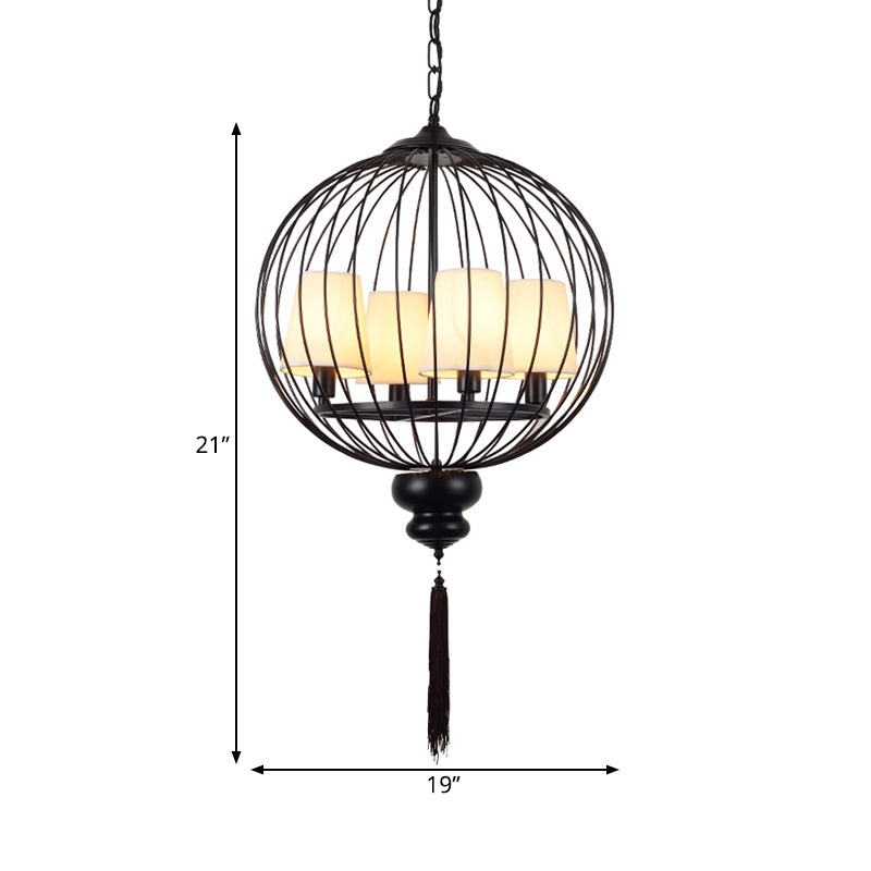 Aparte de la lámpara de lámpara de metal globe elegante 4 luces 4 luces Corredor Kit de lámpara colgante en negro