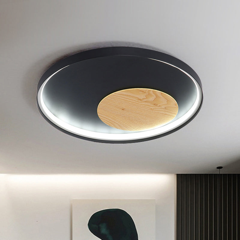 Schijf metalen plafondlamp gemonteerd armatuur minimalistisch wit/zwart 12"/16"/19,5" breed LED-inbouwlicht, natuurlijk licht/afstandsbediening Traploos dimmen