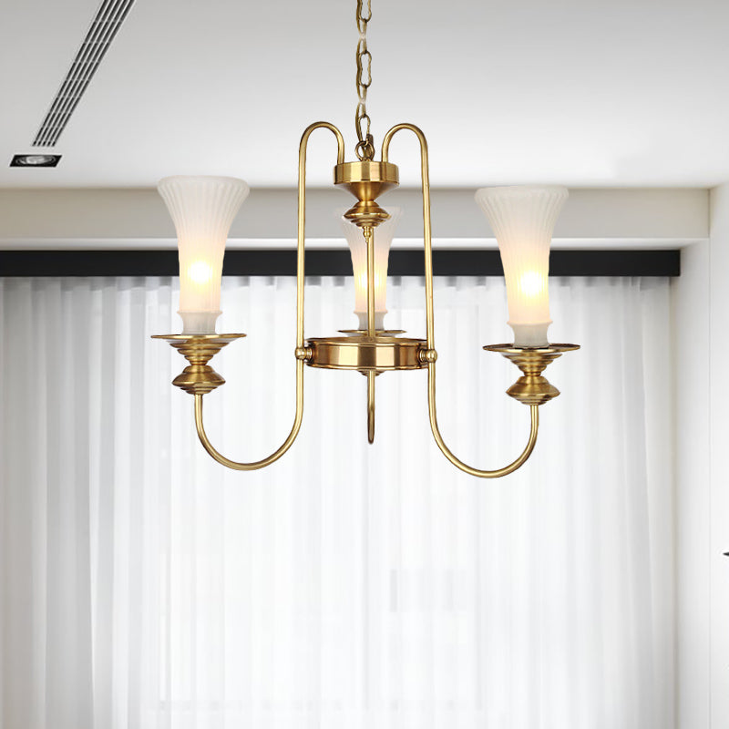 Lampadario a forma di floreale oro Light Colonial White Glass 3/6/8 teste soggiorno kit lampada sospesa