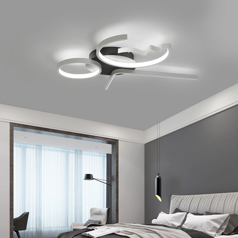 Geometrische Acryl-Unterputzbeleuchtung, moderne 3/4-Licht-Deckenleuchte in Schwarz/Weiß mit warmem/weißem Licht