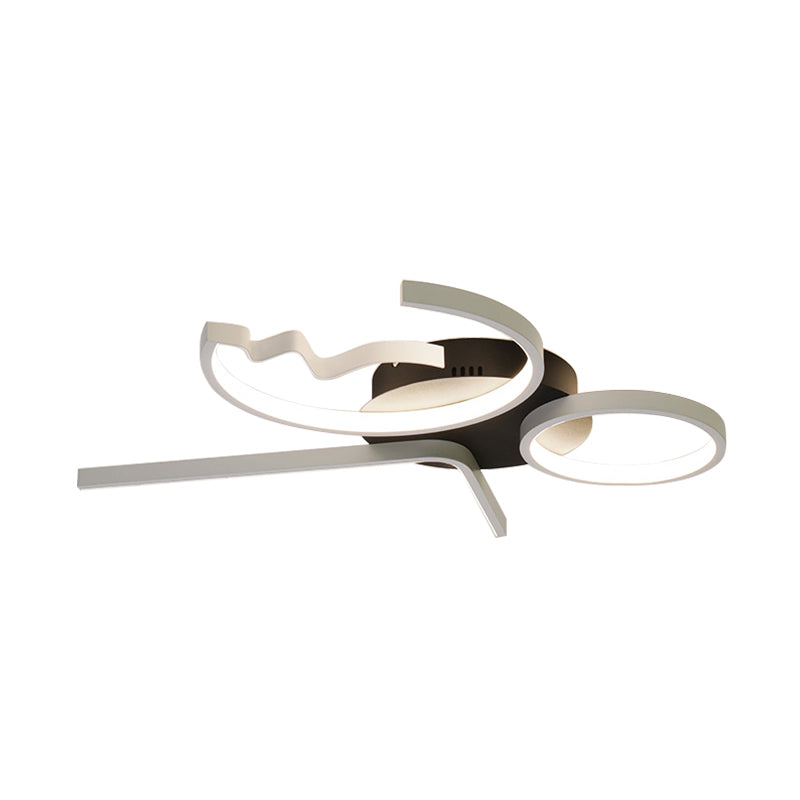 Geometrische Acryl-Unterputzbeleuchtung, moderne 3/4-Licht-Deckenleuchte in Schwarz/Weiß mit warmem/weißem Licht