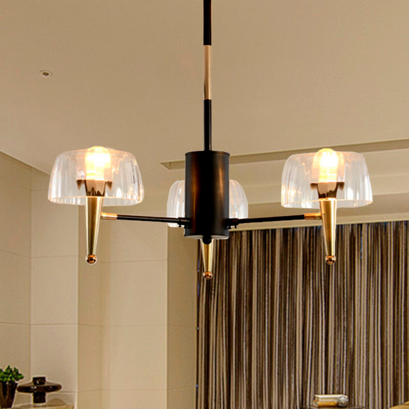 Sputnik Clear Glass Suspension Pendellicht Leicht Einfacher Stil 3/5/6 Lichter Wohnzimmer Kronleuchter Licht in Gold