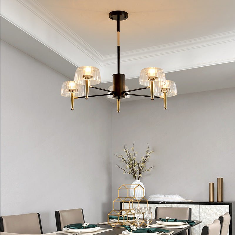 Sputnik Clear Glass Suspension Pendellicht Leicht Einfacher Stil 3/5/6 Lichter Wohnzimmer Kronleuchter Licht in Gold