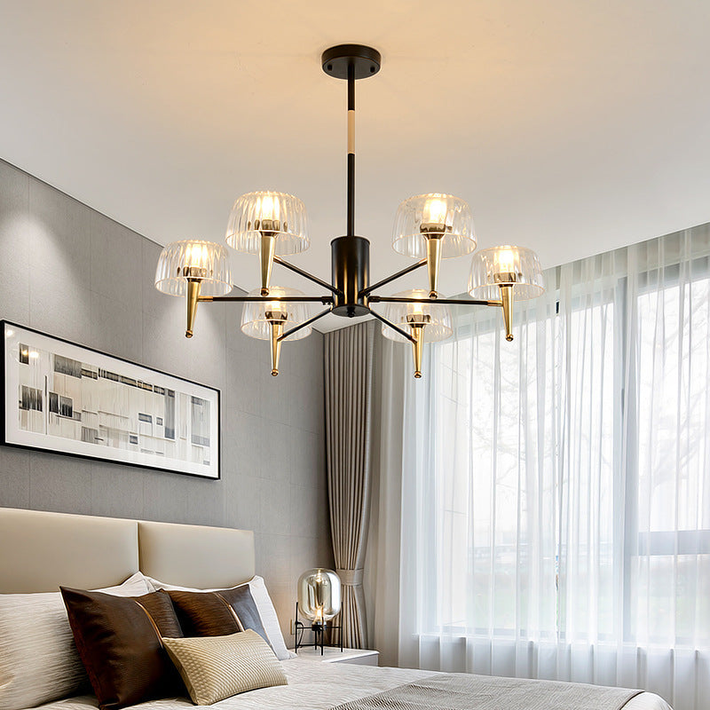 Sputnik Clear Glass Suspension Pendellicht Leicht Einfacher Stil 3/5/6 Lichter Wohnzimmer Kronleuchter Licht in Gold