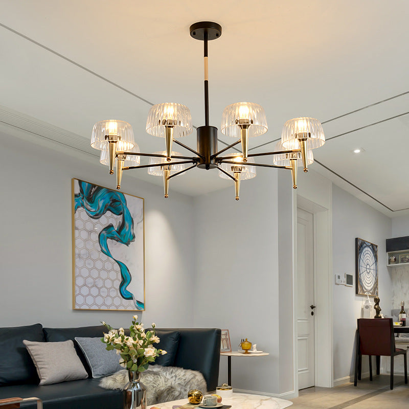 Sputnik Clear Glass Suspension Pendellicht Leicht Einfacher Stil 3/5/6 Lichter Wohnzimmer Kronleuchter Licht in Gold