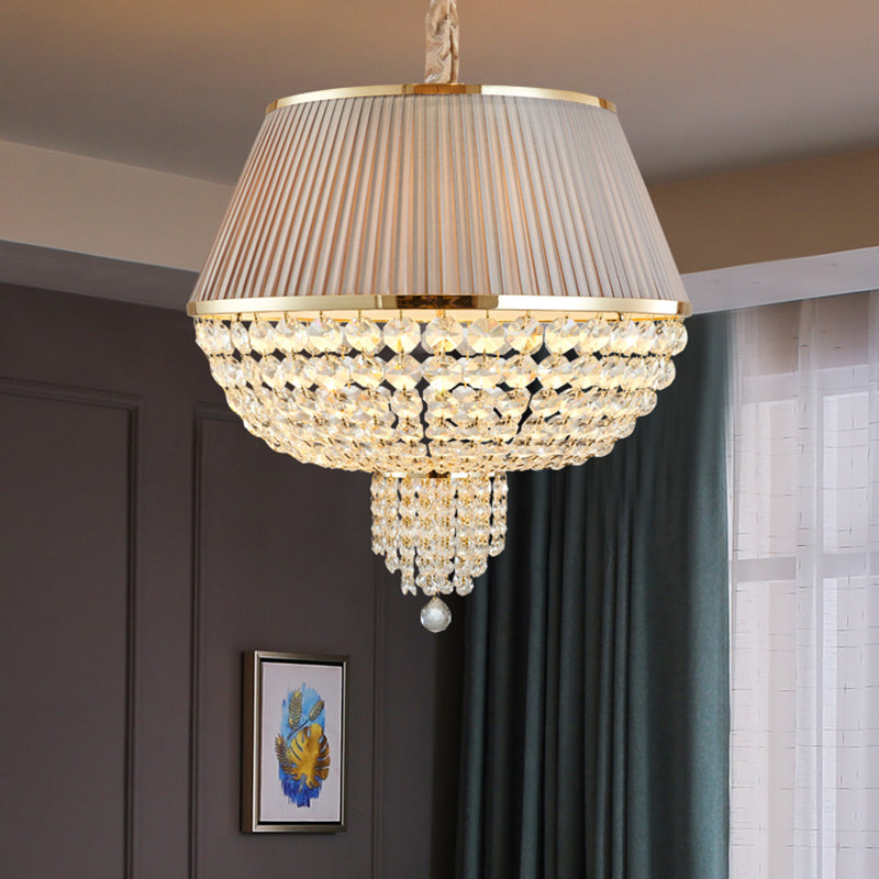5 lumières Lumières de plafond en dôme simple style bleu / gris Crystal Strand Pendant Light