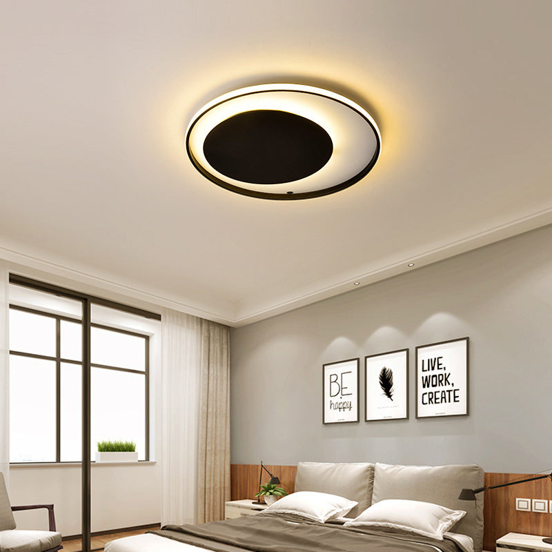 Black Circle Deckenleuchte Einfache Darstellung Acryl 18 "/23.5" Breite LED-Unterputz-Beleuchtung in Warm/Weißes Licht