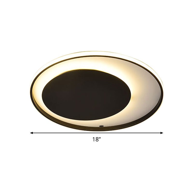 Black Circle Deckenleuchte Einfache Darstellung Acryl 18 "/23.5" Breite LED-Unterputz-Beleuchtung in Warm/Weißes Licht