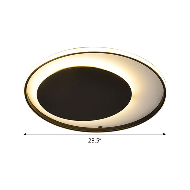 Black Circle Deckenleuchte Einfache Darstellung Acryl 18 "/23.5" Breite LED-Unterputz-Beleuchtung in Warm/Weißes Licht