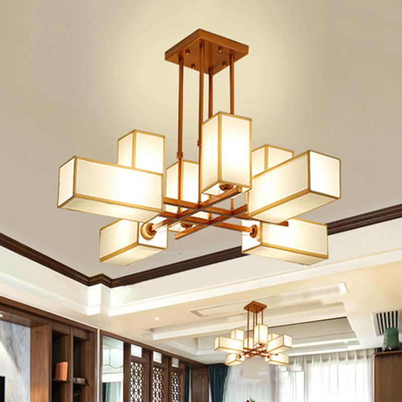 Traditional Rectangle Semi Flush Mount 8/10/12 Lights Metallic Ceiling Lighting in Black/Brass