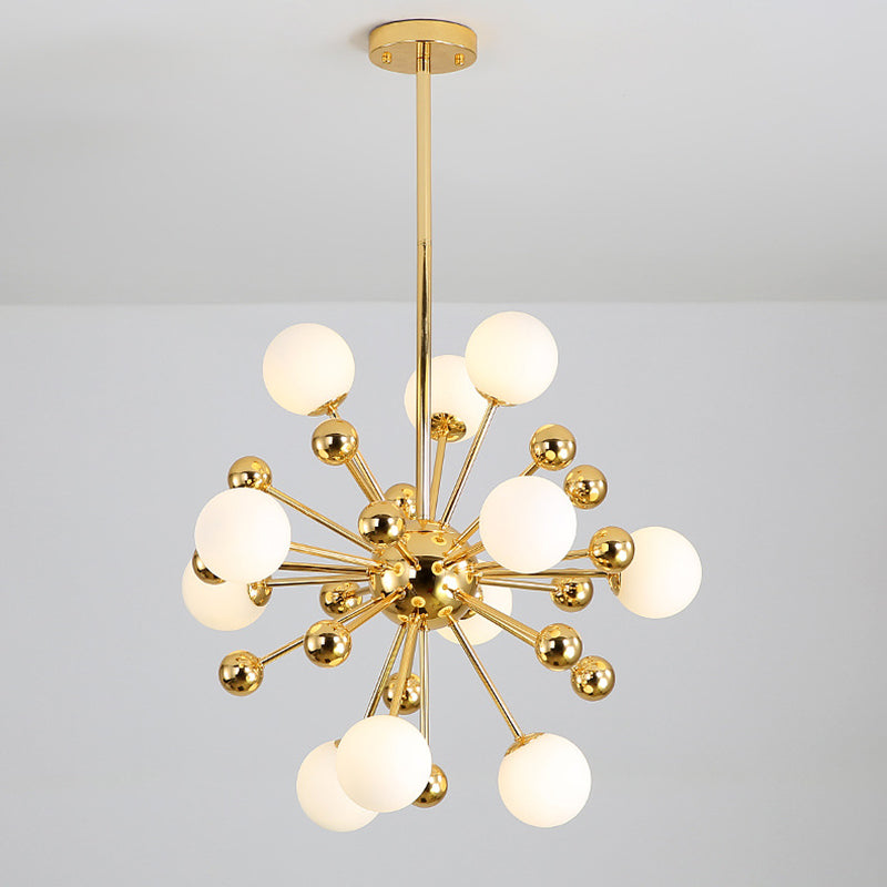 Lampadario in metallo post-moderno dorato Dandelion Tandeli a forma di buio a forma di piena cittadino per soggiorno per soggiorno