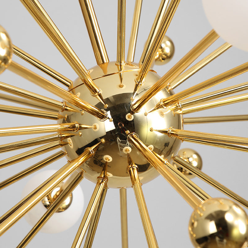 Lampadario in metallo post-moderno dorato Dandelion Tandeli a forma di buio a forma di piena cittadino per soggiorno per soggiorno