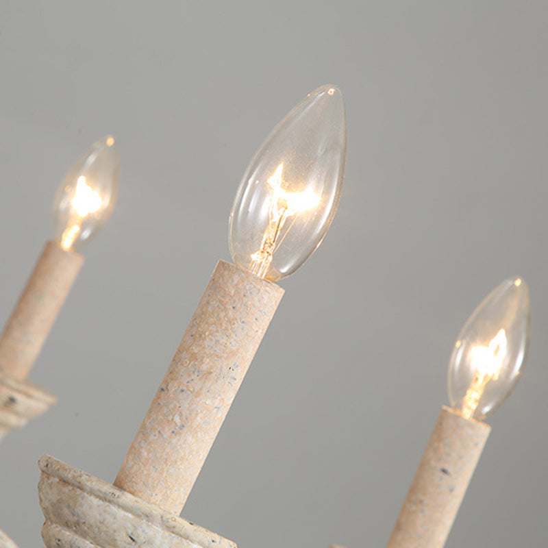 6-Lights American Vintage Candlestick Chandelier with Older Rust Gooseneck Arm 28.5" Wide Rustic Style Hanging Light for Dining Room