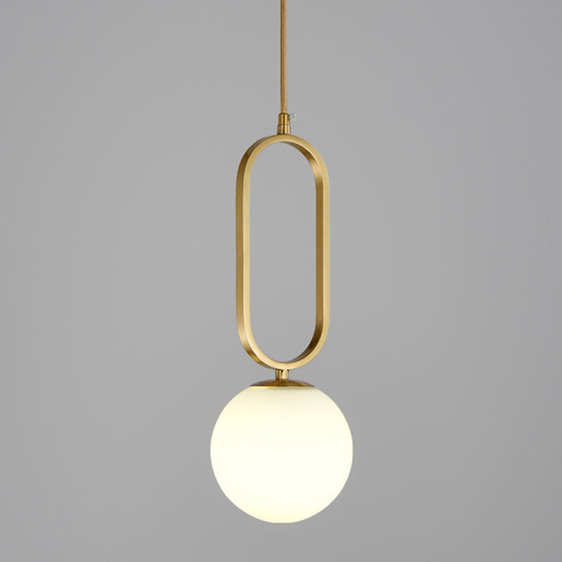 White Ball Hanging Light Fixture Simplicity Style Glass Hanging Pendant Light for Bedroom