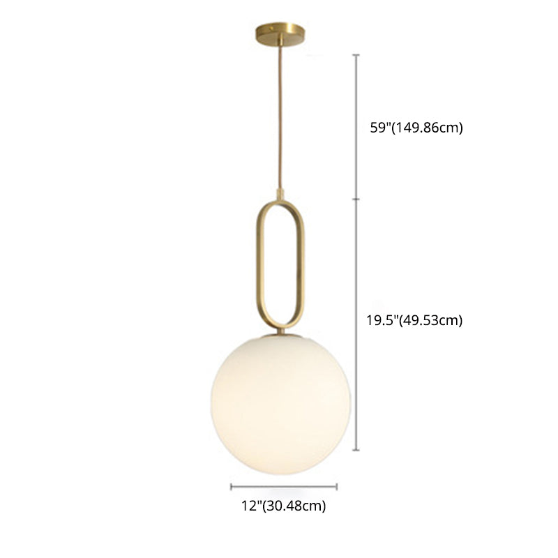 White Ball Hanging Light Fixture Simplicity Style Glass Hanging Pendant Light for Bedroom