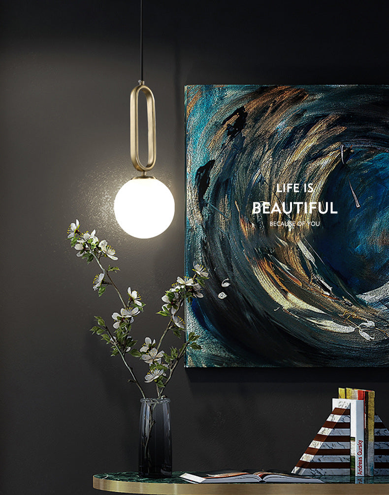 Lampada appesa alla palla bianca SEMPLICITÀ STHILE GLIGLIE LUCE PENDANTE APPOSTAZIONE PER CAMERA