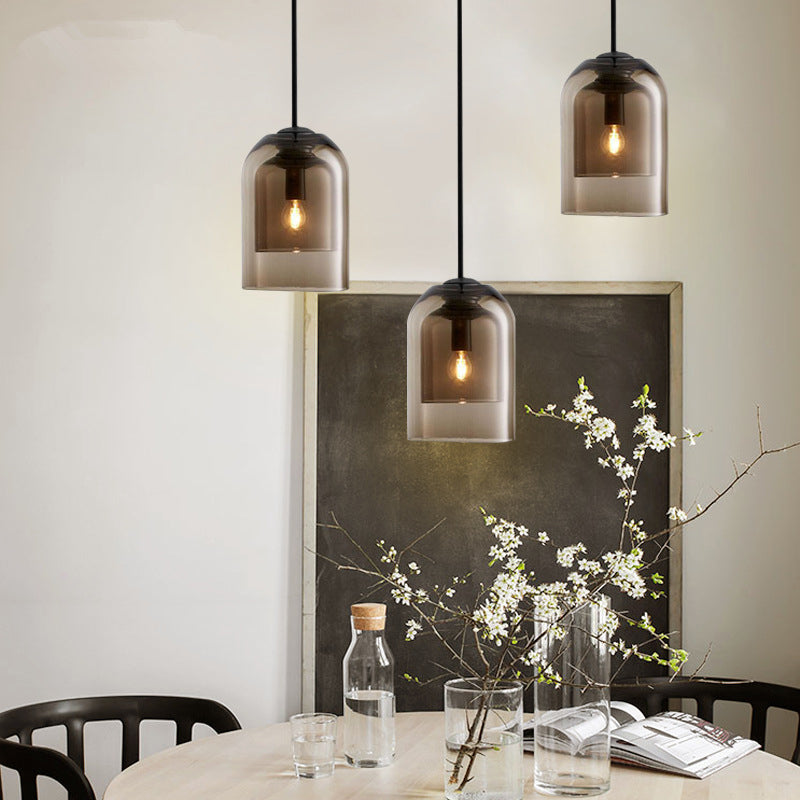 Bell Hanging Light Fixture Minimalist Style Glass Pendant Light Kit for Dinning Room