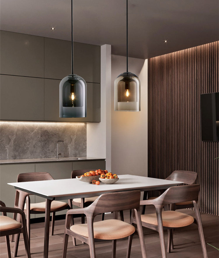 Bell Hanging Light Fixture Minimalist Style Glass Pendant Light Kit for Dinning Room