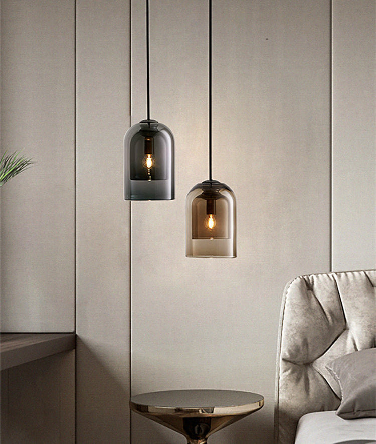 Bell Hanging Light Fixture Minimalist Style Glass Pendant Light Kit for Dinning Room