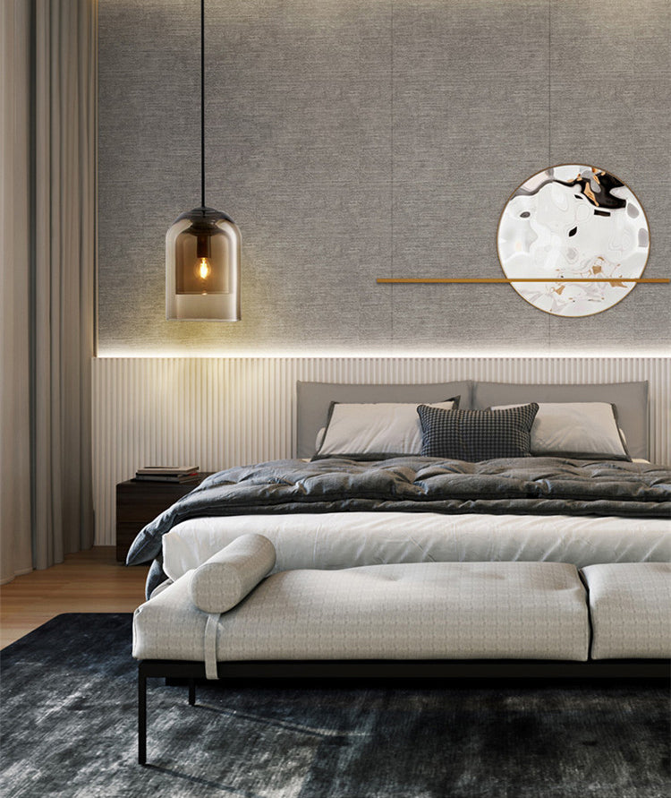 Bell Hanging Light Fixture Minimalist Style Glass Pendant Light Kit for Dinning Room