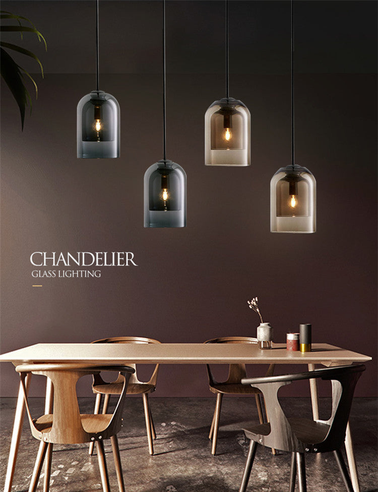 Bell Hanging Light Fixture Minimalist Style Glass Pendant Light Kit for Dinning Room