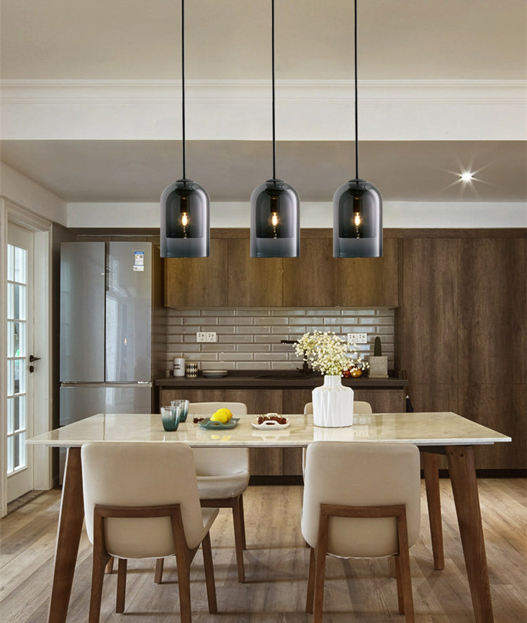 Bell Hanging Light Fixture Minimalist Style Glass Pendant Light Kit for Dinning Room