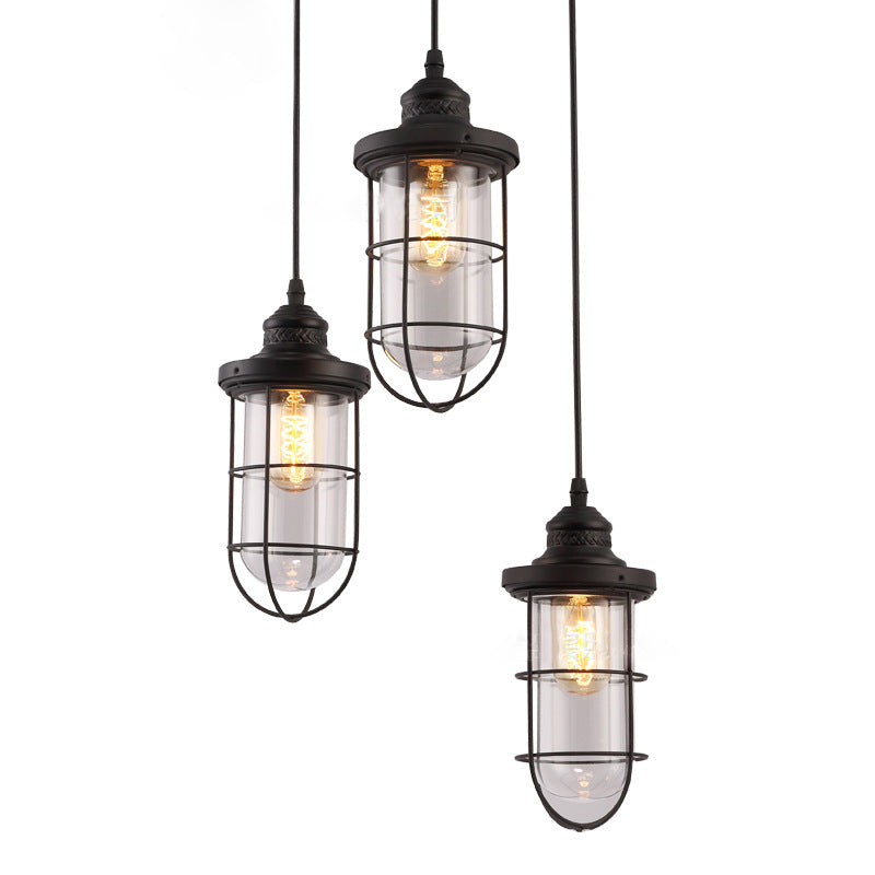 3 Cage lumineuse Loute de plafond suspendu industriel Films de pendentif métallique pour restaurant