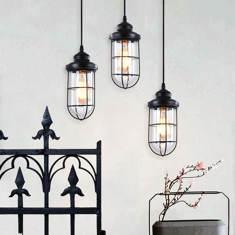3 Cage lumineuse Loute de plafond suspendu industriel Films de pendentif métallique pour restaurant