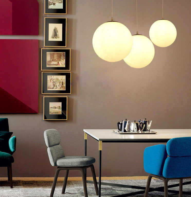 Milk White Glass Ball Pendant Modern Simplicity Style 1-Light Hanging Light for Bedroom