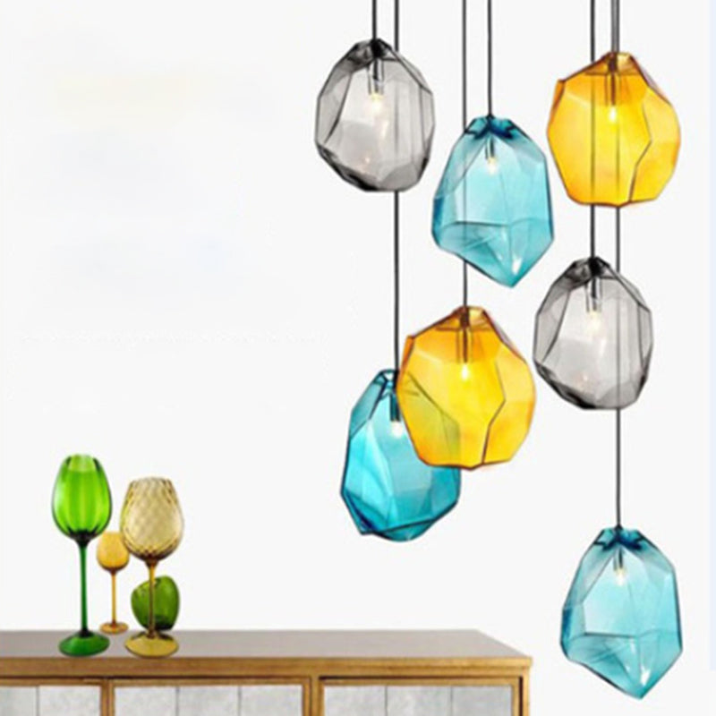 Irregular Stone Shaped Glass Hanging Light Creative Nordic Minimalism 1-light Pendant