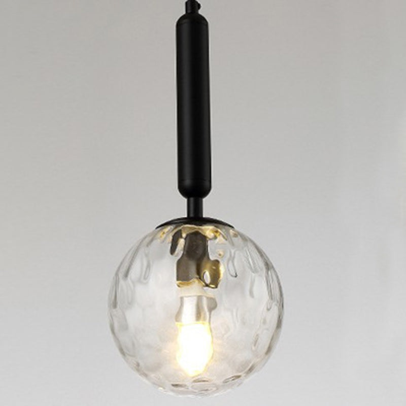 Mitte des Jahrhunderts sphärisch hängende helle leichte, kräuselte Glas 1-Licht-Tropfenanhänger für Wohnzimmer
