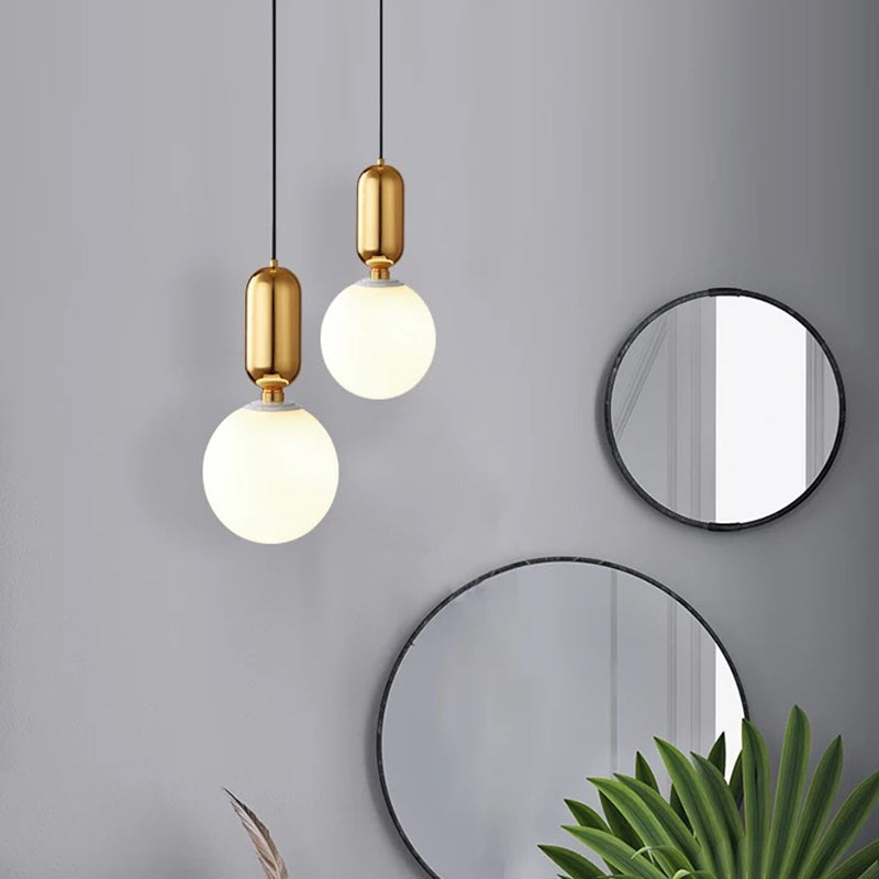 Nordische minimalistische Gla-Globus Hanging Lampe Single-Bulb Kreative Ausrufezeichen Anhänger Licht für Schlafzimmer