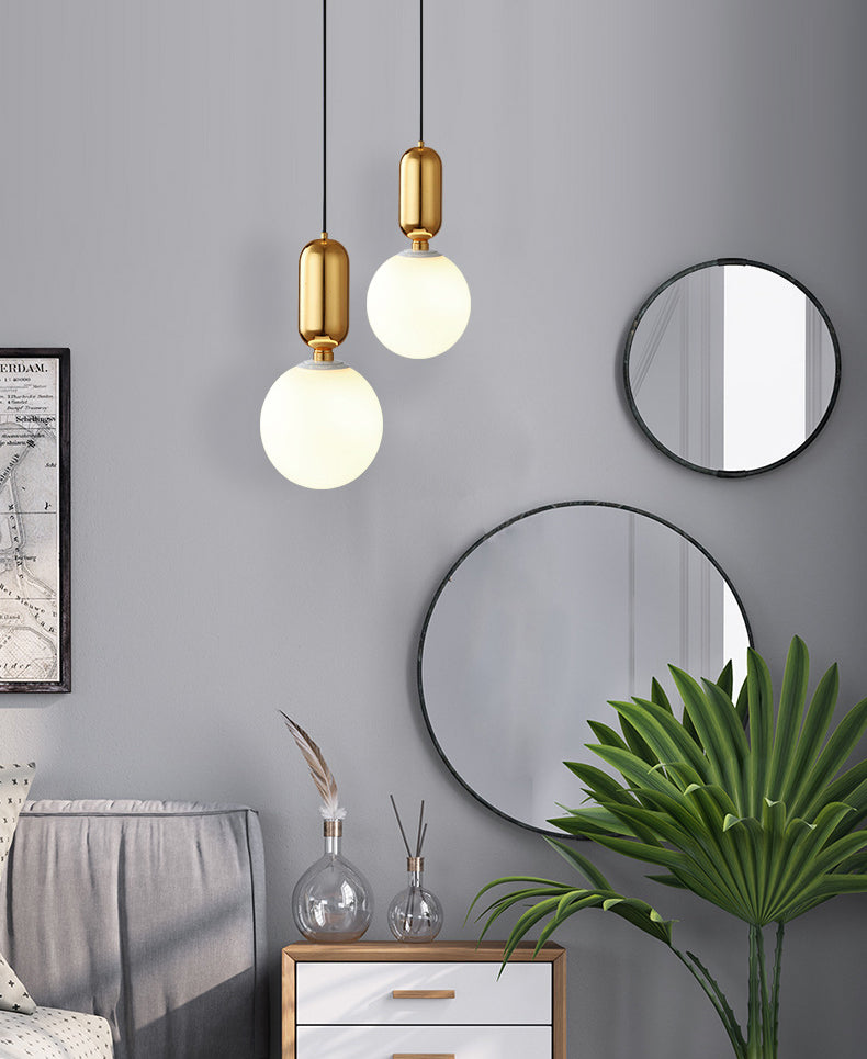Nordische minimalistische Gla-Globus Hanging Lampe Single-Bulb Kreative Ausrufezeichen Anhänger Licht für Schlafzimmer