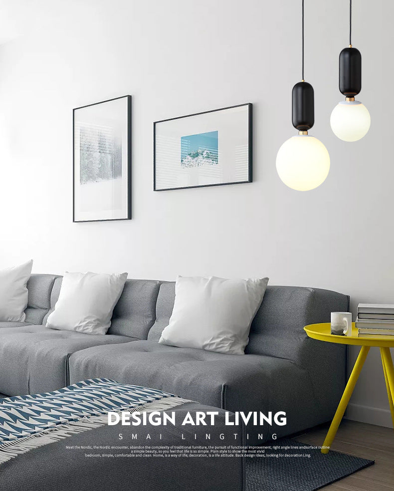 Nordische minimalistische Gla-Globus Hanging Lampe Single-Bulb Kreative Ausrufezeichen Anhänger Licht für Schlafzimmer
