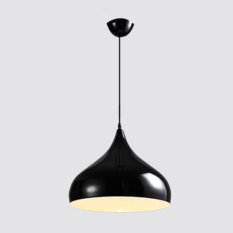 Glossy Finish Aluminum Simplicity Hanging Light 13.7" Wide Nordic Macaroon Style Lighting Pendant in Bedroom