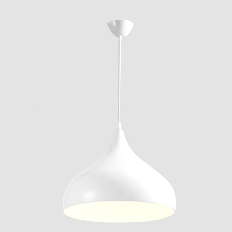 Glossy Finish Aluminum Simplicity Hanging Light 13.7" Wide Nordic Macaroon Style Lighting Pendant in Bedroom