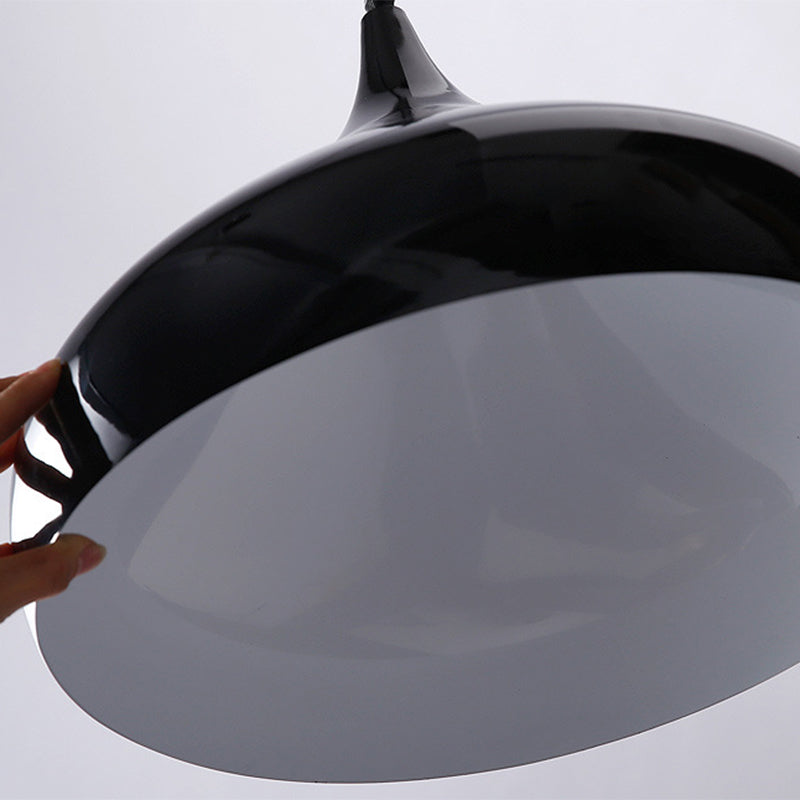 Glossy Finish Aluminum Simplicity Hanging Light 13.7" Wide Nordic Macaroon Style Lighting Pendant in Bedroom