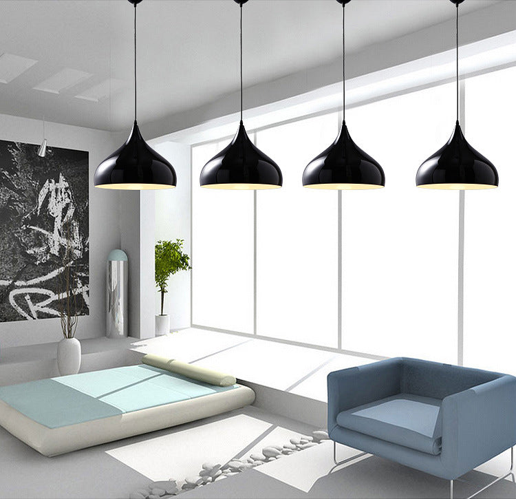 Glossy Finish Aluminum Simplicity Hanging Light 13.7" Wide Nordic Macaroon Style Lighting Pendant in Bedroom