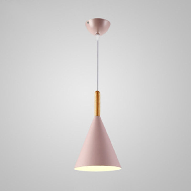 6.3 Inches Wide Mini Pendant Lamp with Metal Cone Shade Nordic Macaroon Style 1-light Hanging Light