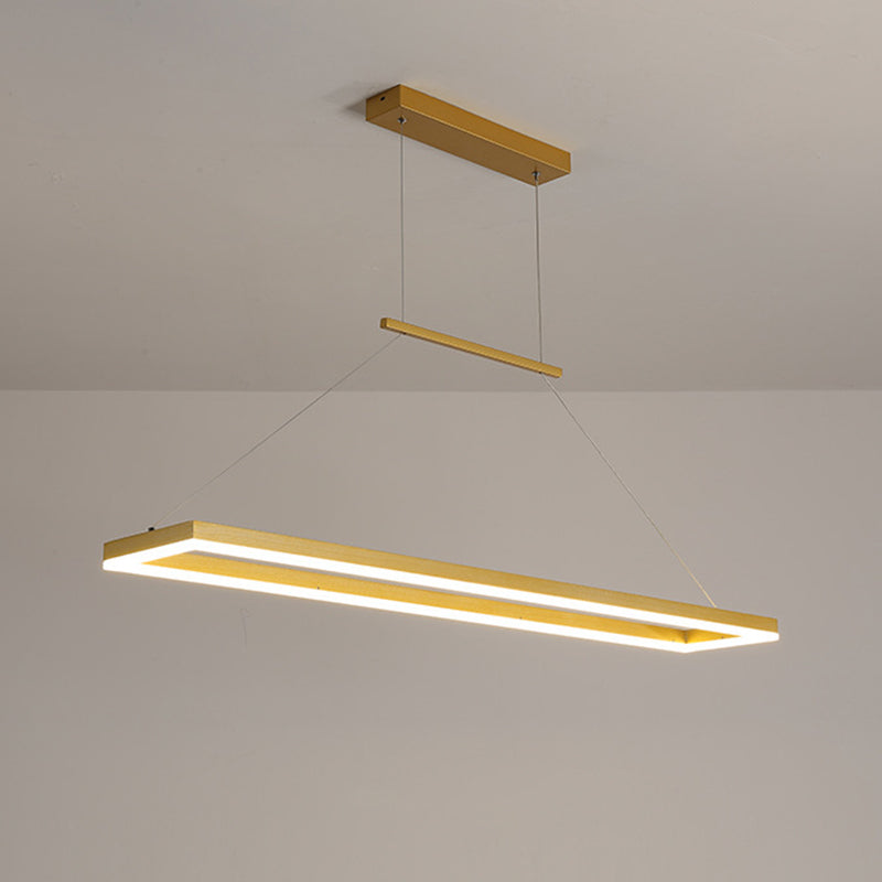 Modern Minimalist Rectangle Island Light Metal LED Restaurant Pendant Lighting for Living Room