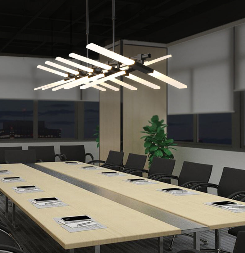 Modern Minimalist Fish Skeleton Island Light Acrylic LED Strip Restaurant Pendant Lighting for Living Room