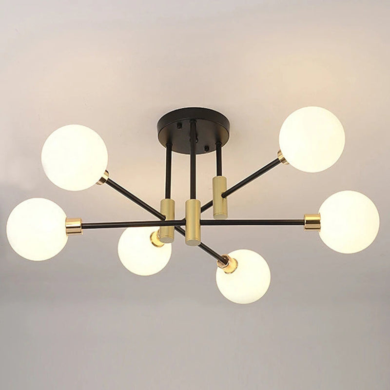 Glass Orb Molecular Shape Ceiling Light Contemporary Simplicity Style Geometric Lines Pendant Lamp