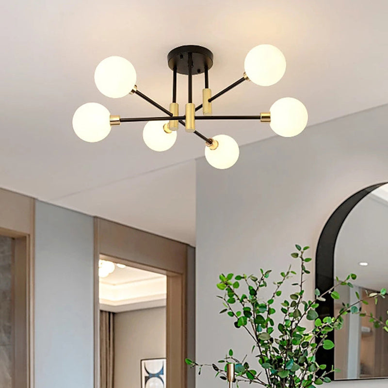 Glass Orb Molecular Shape Ceiling Light Contemporary Simplicity Style Geometric Lines Pendant Lamp