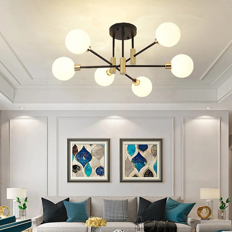 Glass Orb Molecular Shape Ceiling Light Contemporary Simplicity Style Geometric Lines Pendant Lamp