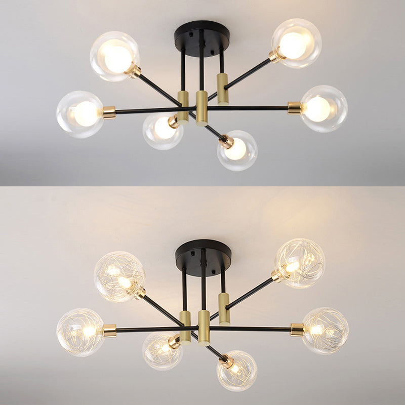 Glass Orb Molecular Shape Ceiling Light Contemporary Simplicity Style Geometric Lines Pendant Lamp