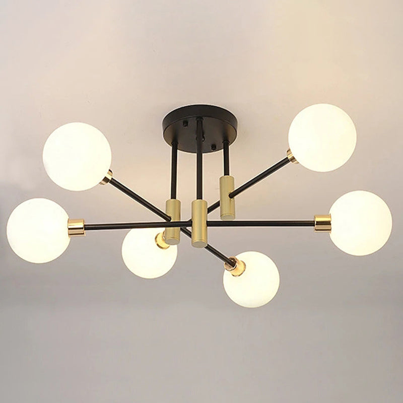 Glass Orb Molecular Shape Ceiling Light Contemporary Simplicity Style Geometric Lines Pendant Lamp