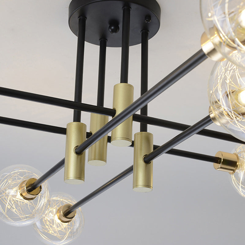 Glass Orb Molecular Shape Ceiling Light Contemporary Simplicity Style Geometric Lines Pendant Lamp