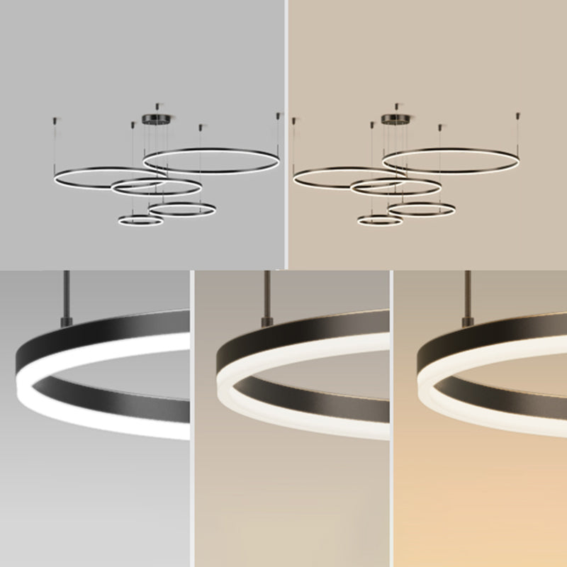 Modern Circle Hanging Pendant Lights Metal Chandelier Lamp