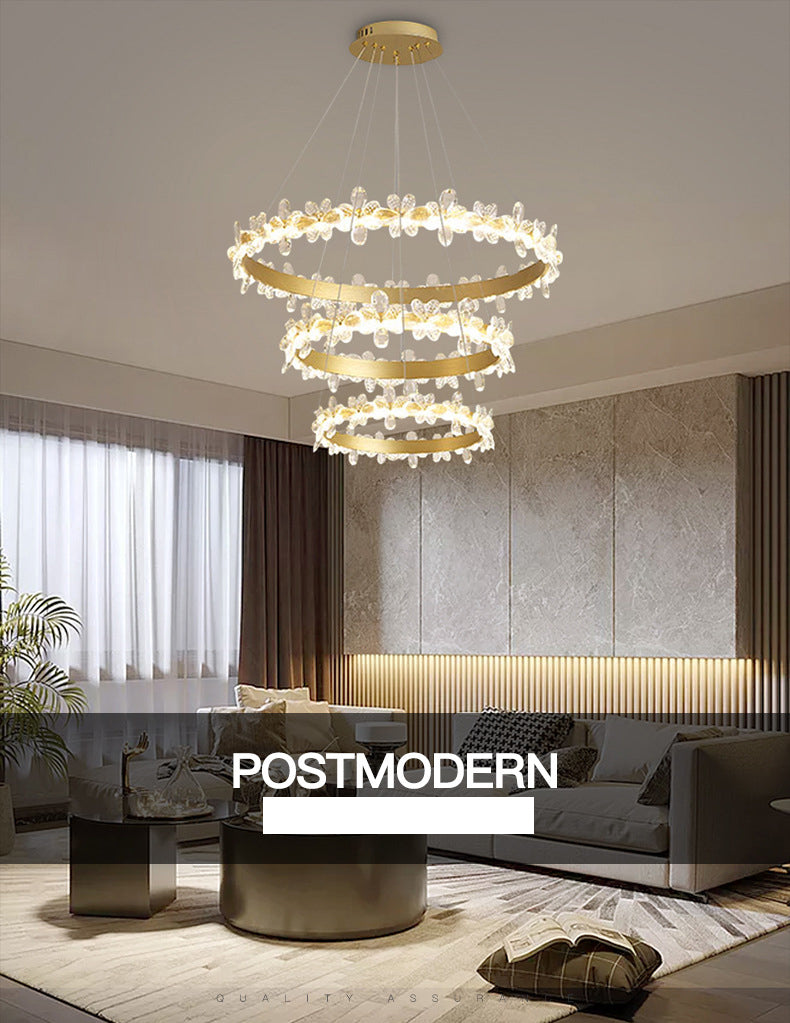 Modern Circle Hanging Pendant Lights Crystal Chandelier Lamp